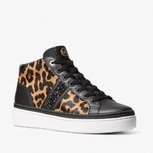 MICHAEL KORS Chapman Leopard Print Calf Hair & Leather High top sz 8.5